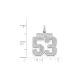 Sterling Silver Number 53 Pendant, Bold Athletic Block Style Jersey Charm, Unisex Sports Jewelry