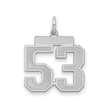Sterling Silver Number 53 Pendant, Bold Athletic Block Style Jersey Charm, Unisex Sports Jewelry