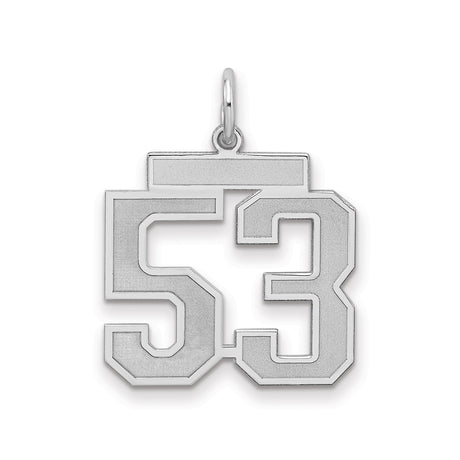 Sterling Silver Number 53 Pendant, Bold Athletic Block Style Jersey Charm, Unisex Sports Jewelry