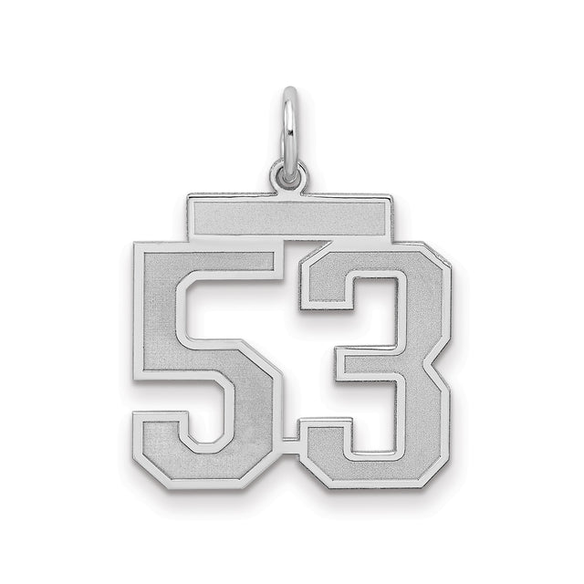 Sterling Silver Number 53 Pendant, Bold Athletic Block Style Jersey Charm, Unisex Sports Jewelry