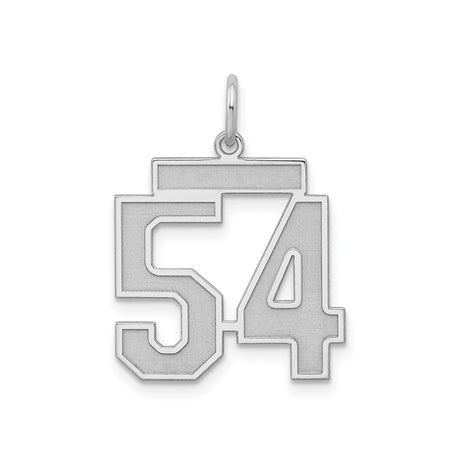 Sterling Silver Number 54 Pendant, Bold Block Numerals, Sports Team Theme, Unisex Jewelry