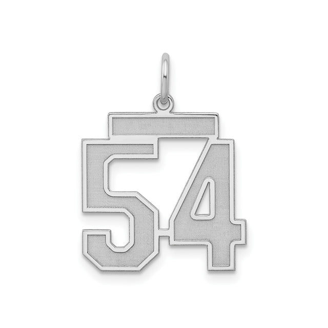 Sterling Silver Number 54 Pendant, Bold Block Numerals, Sports Team Theme, Unisex Jewelry