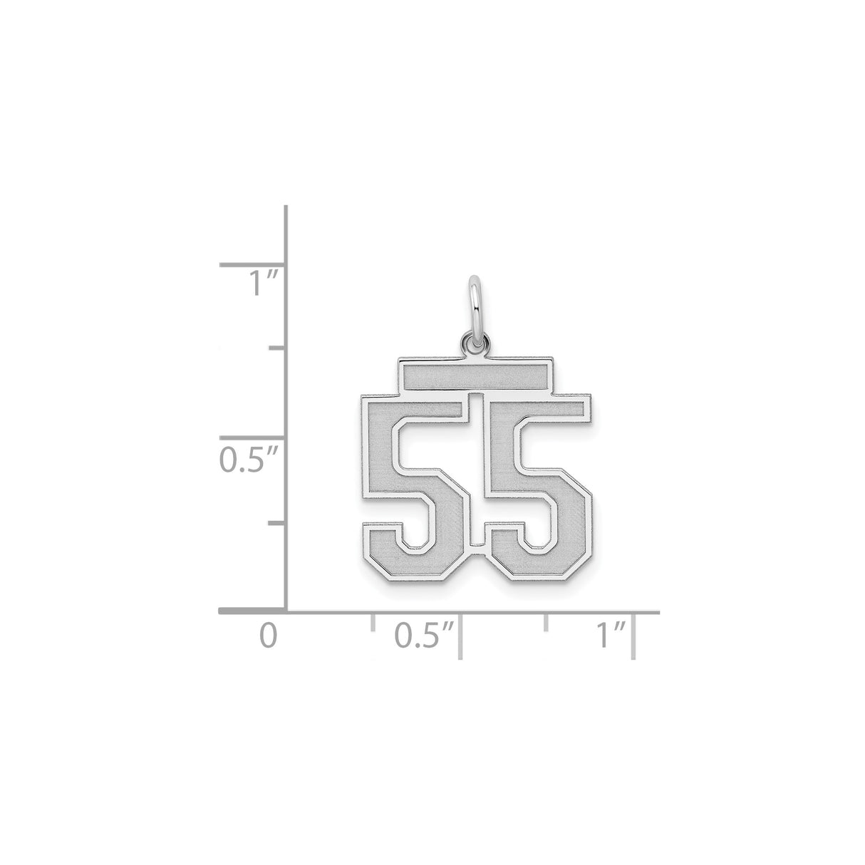 Sterling Silver Number 55 Pendant in Bold Athletic Font, Jersey Style Charm