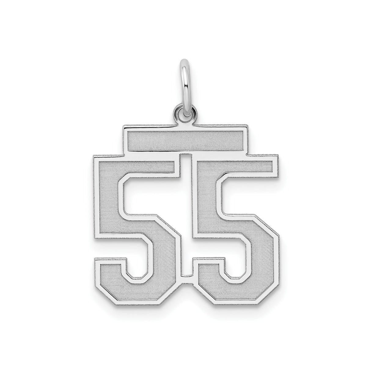 Sterling Silver Number 55 Pendant in Bold Athletic Font, Jersey Style Charm
