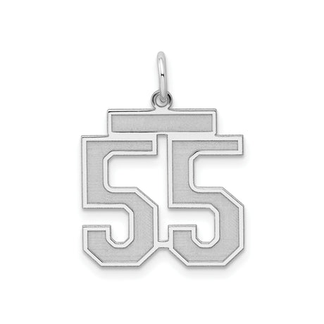 Sterling Silver Number 55 Pendant in Bold Athletic Font, Jersey Style Charm