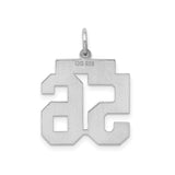 Sterling Silver Number 56 Pendant, Bold Block Sports Charm, Unisex Jersey Style Jewelry