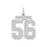 Sterling Silver Number 56 Pendant, Bold Block Sports Charm, Unisex Jersey Style Jewelry