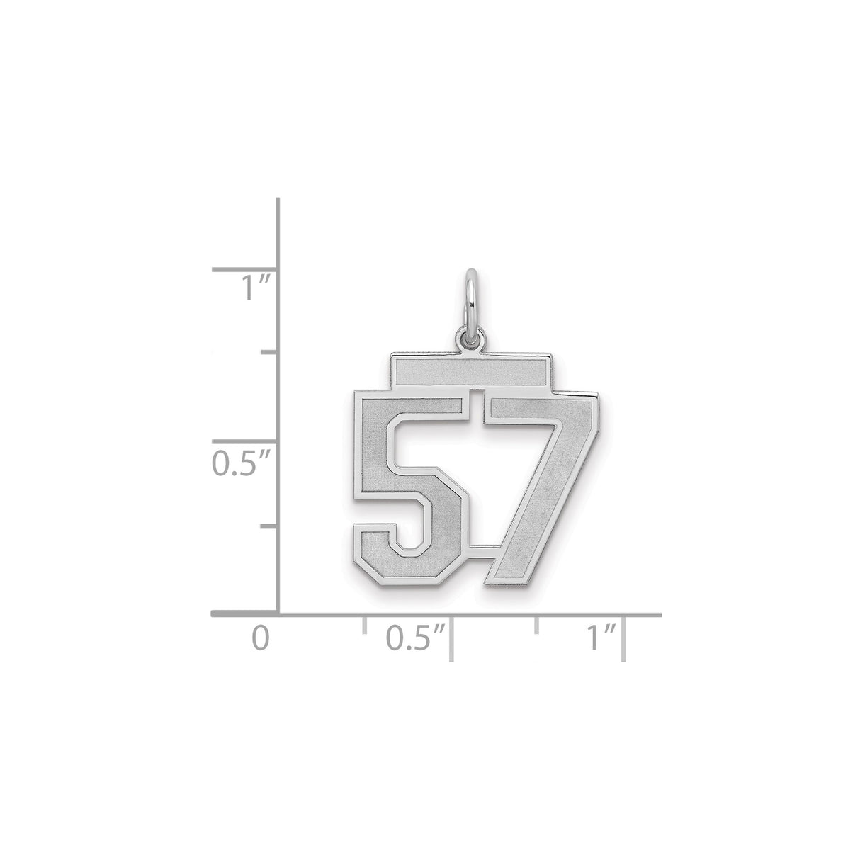 Sterling Silver Number 57 Pendant, Bold Sporty Jersey Font Charm for Athletes and Fans