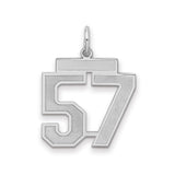 Sterling Silver Number 57 Pendant, Bold Sporty Jersey Font Charm for Athletes and Fans