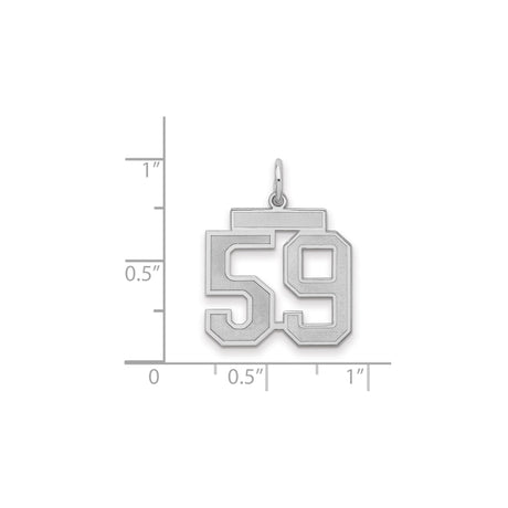 Sterling Silver Number 59 Pendant, Bold Block Font Sports Charm, Unisex Commemorative Jewelry