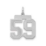 Sterling Silver Number 59 Pendant, Bold Block Font Sports Charm, Unisex Commemorative Jewelry