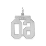 Sterling Silver Number 60 Pendant Charm, Polished Finish, Varsity Style