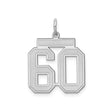 Sterling Silver Number 60 Pendant Charm, Polished Finish, Varsity Style
