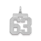 Sterling Silver Number 63 Pendant, Bold Varsity Style Charm for Men and Women