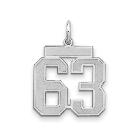 Sterling Silver Number 63 Pendant, Bold Varsity Style Charm for Men and Women