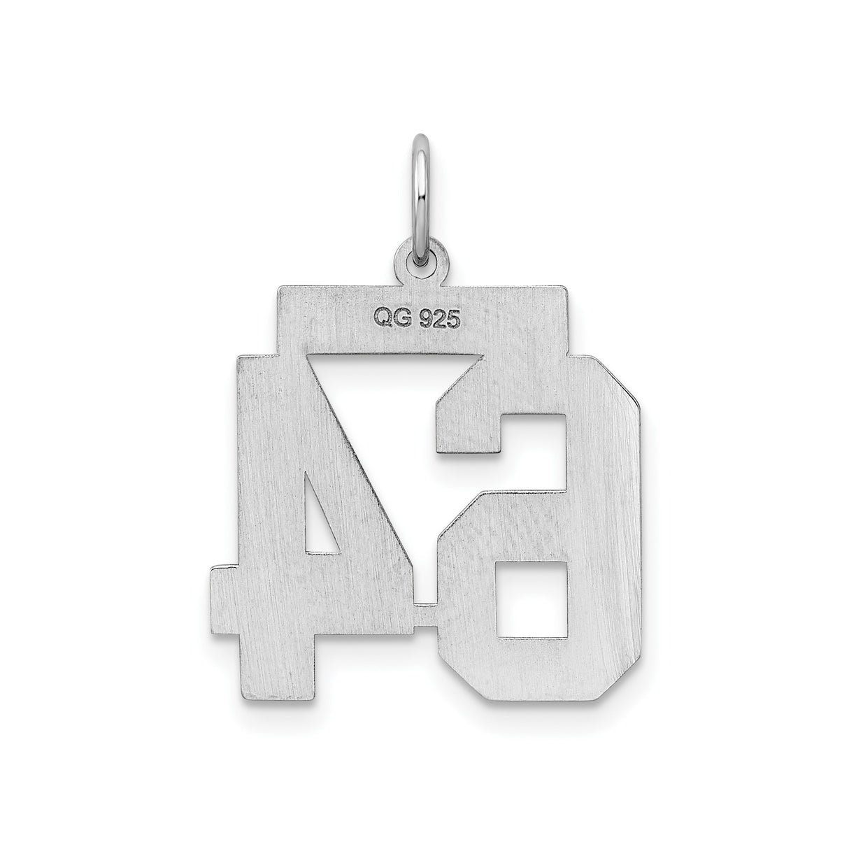 Medium Satin Number 64 Charm Pendant in Real 925 Sterling Silver