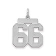 Sterling Silver Pendant, Bold Number 66 Athletic Charm, Unisex Sports Jewelry with Satin Finish