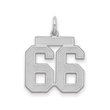 Sterling Silver Pendant, Bold Number 66 Athletic Charm, Unisex Sports Jewelry with Satin Finish