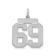 Medium Satin Number 69 Charm Pendant in Real 925 Sterling Silver