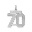 Medium Satin Number 70 Charm Pendant in Real 925 Sterling Silver