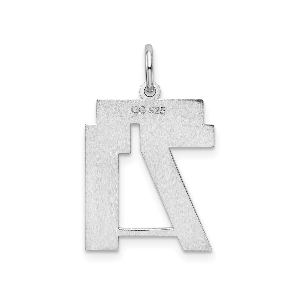 Medium Satin Number 71 Charm Pendant in Real 925 Sterling Silver