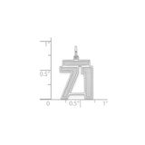 Medium Satin Number 71 Charm Pendant in Real 925 Sterling Silver