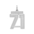 Medium Satin Number 71 Charm Pendant in Real 925 Sterling Silver