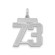 Sterling Silver Number 73 Pendant, Bold Block Design Sports Charm for Men and Unisex Fans
