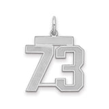 Sterling Silver Number 73 Pendant, Bold Block Design Sports Charm for Men and Unisex Fans
