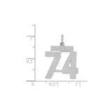 Sterling Silver Number 74 Pendant, Bold Block Numerals, Sports Charm, Unisex Jewelry