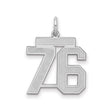 Sterling Silver Number 76 Pendant, Bold Block Font Athletic Style, Unisex Sports Charm