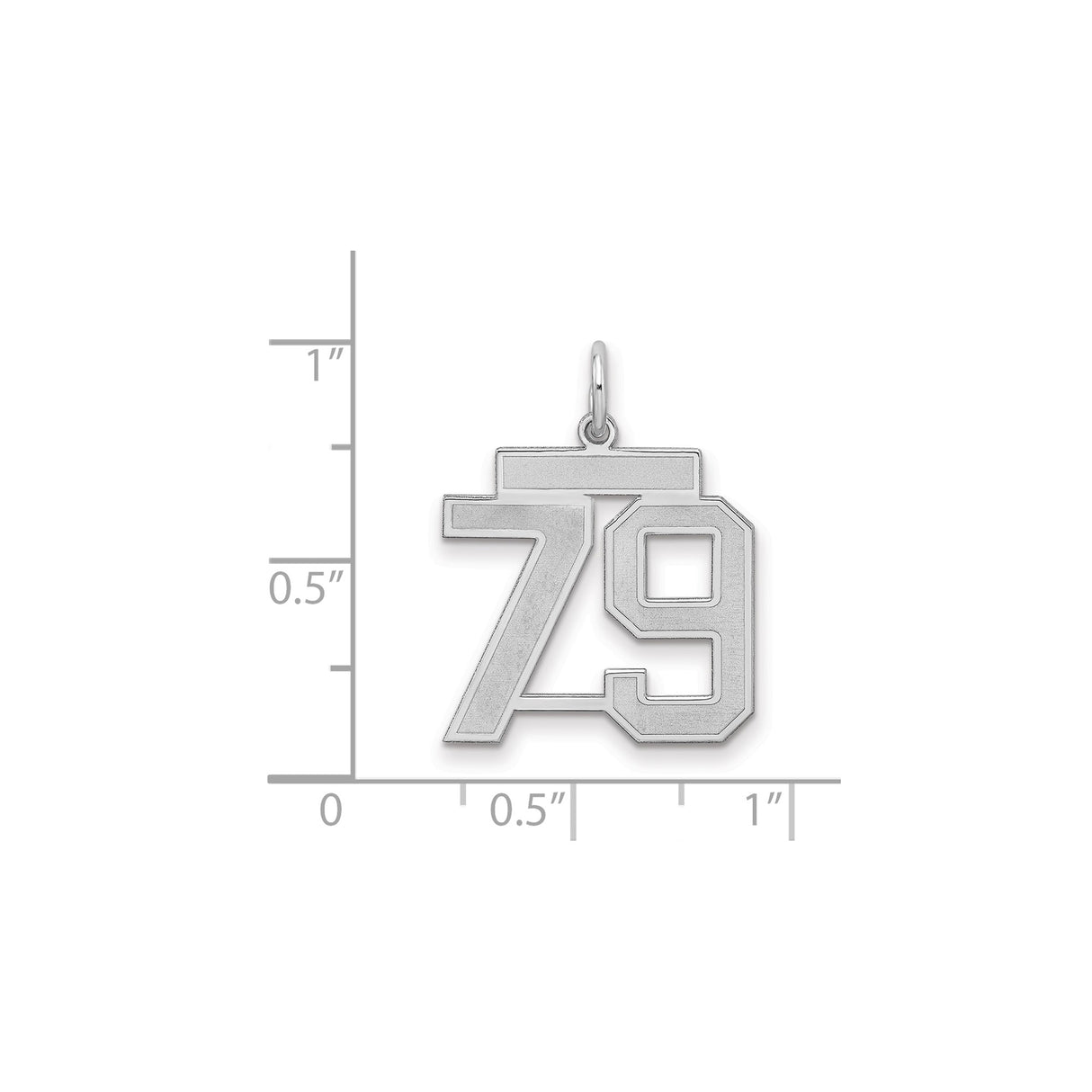 Medium Satin Number 79 Charm Pendant in Real 925 Sterling Silver