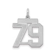 Medium Satin Number 79 Charm Pendant in Real 925 Sterling Silver