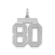 Medium Satin Number 80 Charm Pendant in Real 925 Sterling Silver