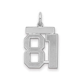 Medium Satin Number 81 Charm Pendant in Real 925 Sterling Silver