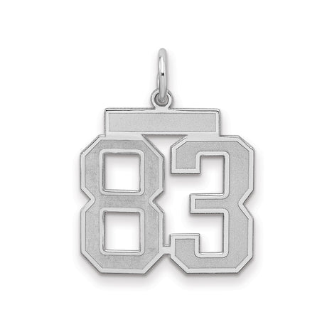 Medium Satin Number 83 Charm Pendant in Real 925 Sterling Silver