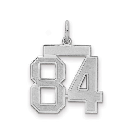 Sterling Silver Pendant, Bold Varsity Number 84 Charm with Satin Finish, Unisex Sports Jewelry