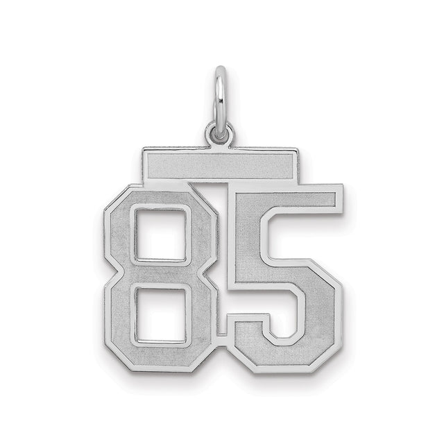 Sterling Silver Number 85 Pendant, Bold Block Digits in Sports Jersey Font