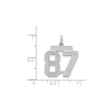Sterling Silver Number 87 Pendant, Bold Sports Style Jersey Charm for Men or Women