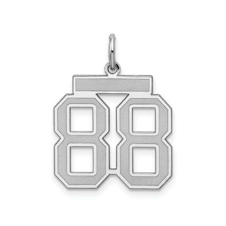 Sterling Silver Number 88 Pendant Charm, Bold Block Style for Sports Fans and Athletes