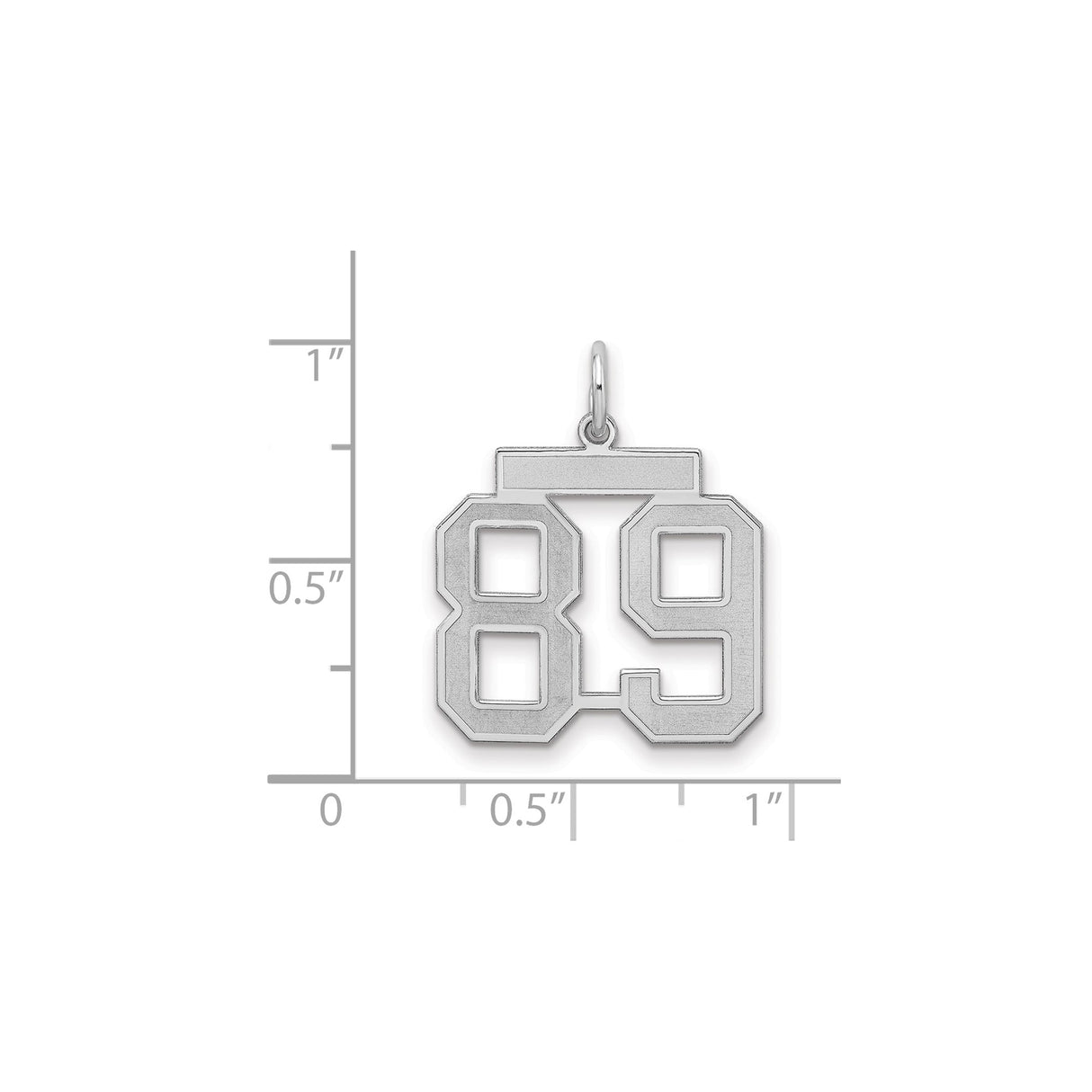 Medium Satin Number 89 Charm Pendant in Real 925 Sterling Silver