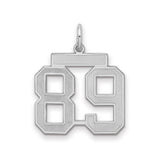 Medium Satin Number 89 Charm Pendant in Real 925 Sterling Silver