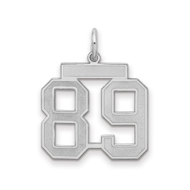 Medium Satin Number 89 Charm Pendant in Real 925 Sterling Silver
