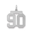 Medium Satin Number 90 Charm Pendant in Real 925 Sterling Silver