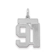 Sterling Silver Number 91 Pendant, Block Style Sports Jersey Charm, Unisex Team Spirit Jewelry