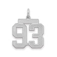 Medium Satin Number 93 Charm Pendant in Real 925 Sterling Silver