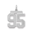 Medium Satin Number 95 Charm Pendant in Real 925 Sterling Silver