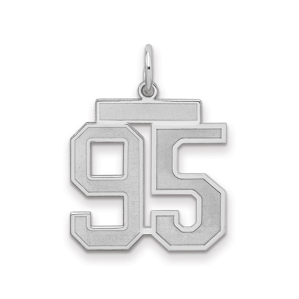 Medium Satin Number 95 Charm Pendant in Real 925 Sterling Silver
