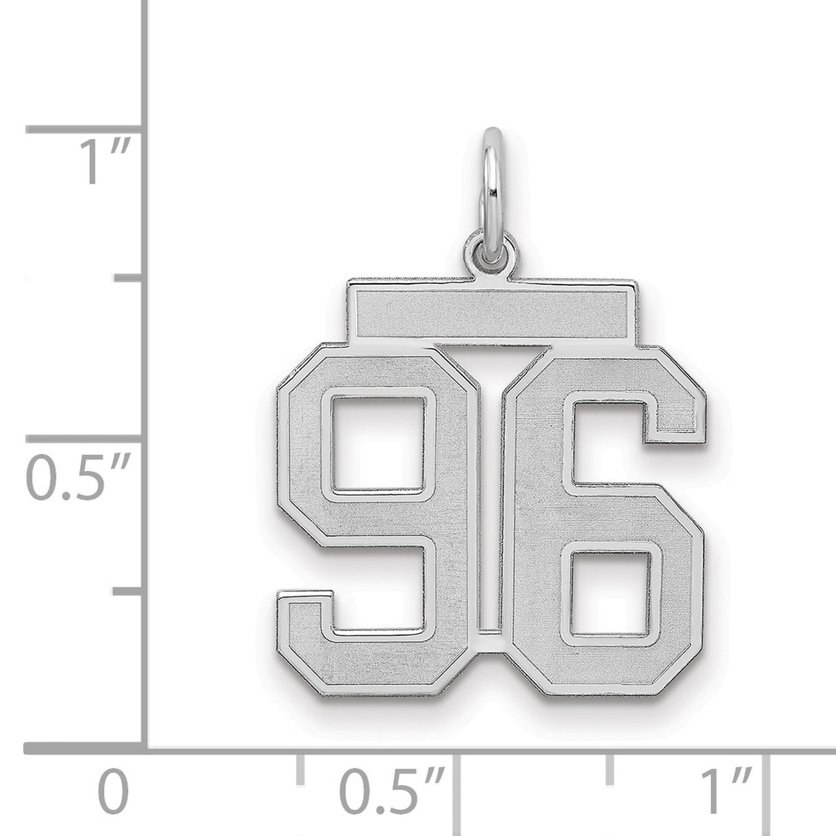 Medium Satin Number 96 Charm Pendant in Real 925 Sterling Silver