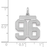 Medium Satin Number 96 Charm Pendant in Real 925 Sterling Silver